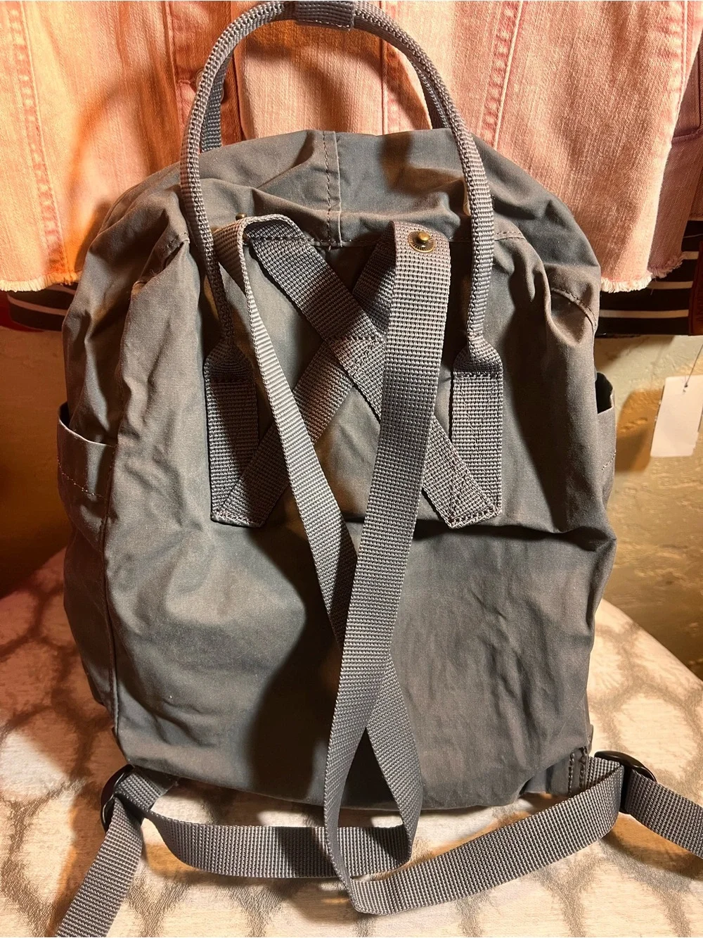 Fjallraven Kanken Backpack in Charcoal with Red Logo